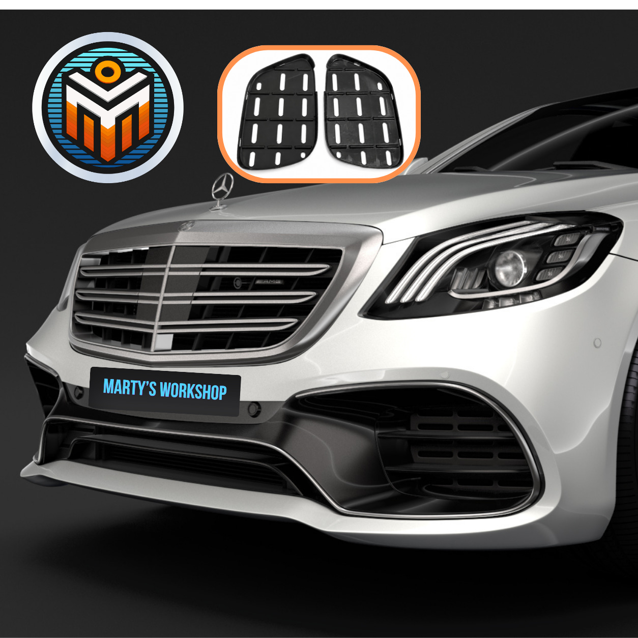 Mercedes-Benz S-Class S63 AMG (2018) – капак за халоген / Fog Light Cover - 3D принтиране и сканиране Mercedes-Benz S-Class S63 AMG (2018) – капак за халоген / Fog Light Cover